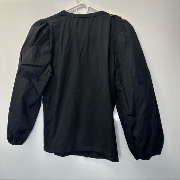 VERONICA BEARD franchi embellished applique top in black puff sleeve size small - Picture 12 of 12